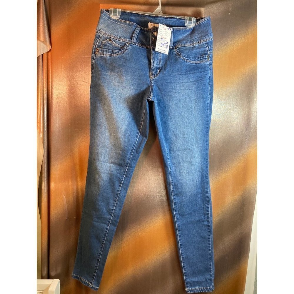 DESIGNER Royalty Slim Skinny Leg Denim Jeans‎ Mid Rise Blue Size 30 123